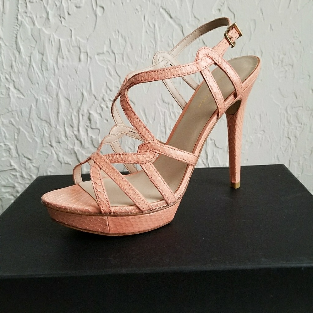 Pelle Moda Flirty Peach Vivid Snake Strappy Sandal